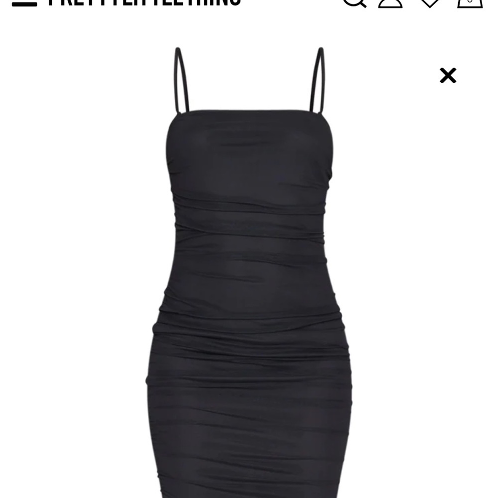 Pretty little thing black stewpot mesh ruched Midaxi dress